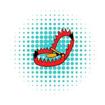 Sharp metal trap icon, comics style Illustrazione stock