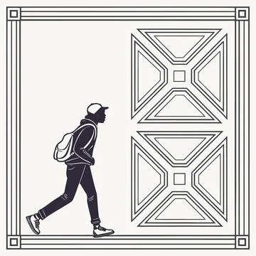 Sharp Minimal Geometric Corner Borders - Modern Design Stock Illustration