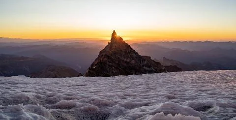 Sharp Mountain Peak from a Glacier Stock Photos