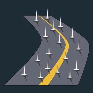 Sharp nails on the road Clip art Stock Illustration