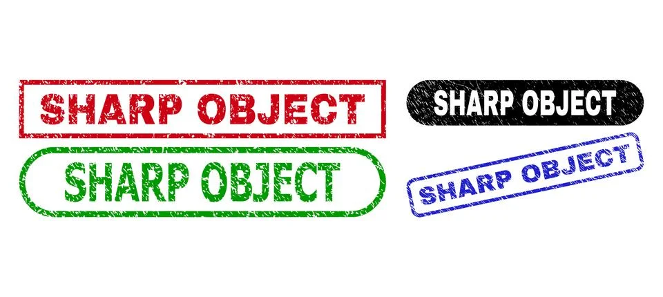 SHARP OBJECT Rectangle Seals Using Scratched Texture Stock Illustration