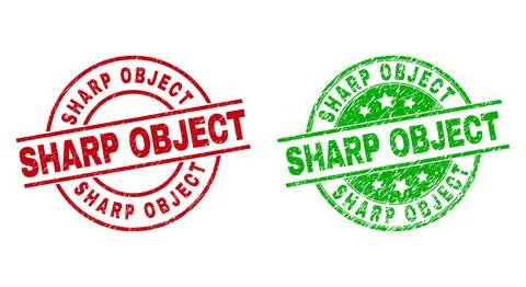 SHARP OBJECT Round Seals with Grunge Surface Stock Illustration