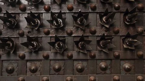 Sharp Objects on the Entrance Gate for the Protection of the Fort, Bhuikot .. Stock Photos