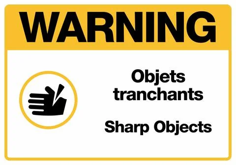 Sharp Objects French English Warning Signs for Construction Stock Illustration