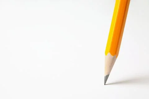Sharp pencil drawing line on white paper, closeup Stock Photos