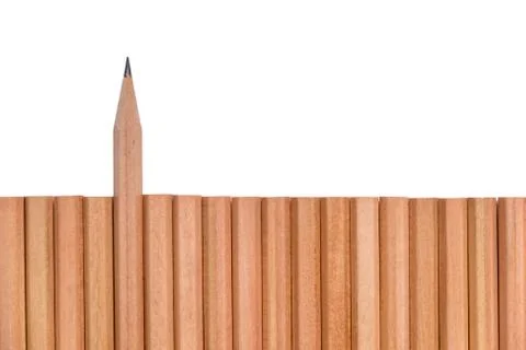 Sharp pencil stand out of other pencils Stock Photos