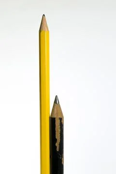 Sharp pencils large and short, black and yellow in Guatemala. Foto stock