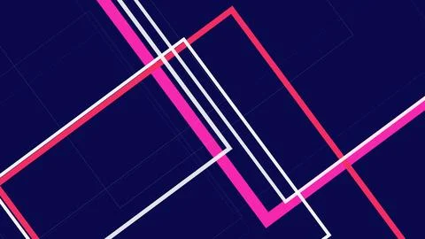 Sharp pink and white bands form overlapping tilted shapes on a dark cobalt .. Stock Illustration
