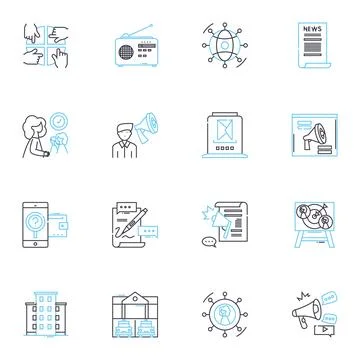 Sharp public linear icons set. Dynamic, Progressive, Innovative, Revolutionary Illustrazione stock