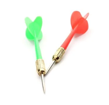 Sharp red and green darts isolated on white Stock Photos