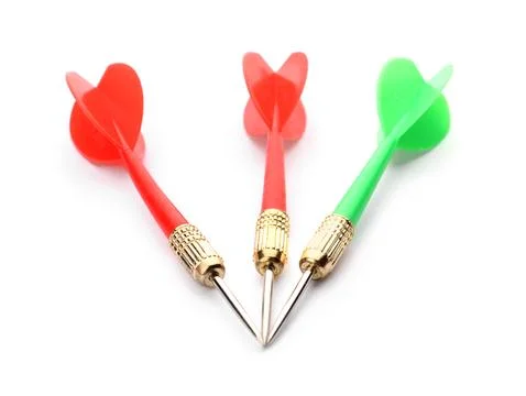 Sharp red and green darts isolated on white Stock Photos
