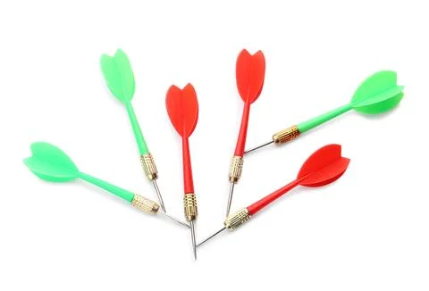 Sharp red and green darts isolated on white Stock Photos