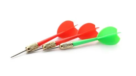 Sharp red and green darts isolated on white Stock Photos