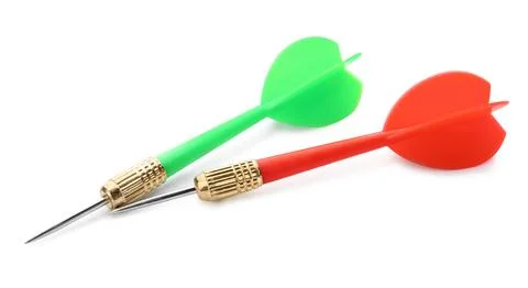 Sharp red and green darts isolated on white Stock Photos