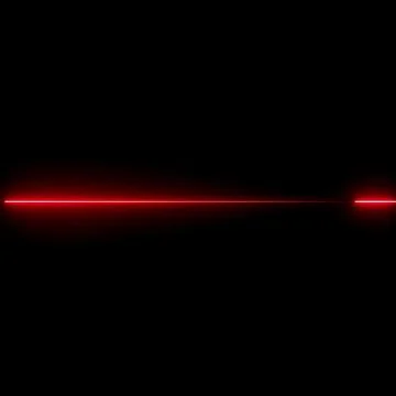 Sharp red laser beam piercing darkness with glowing end point. Stock Illustration