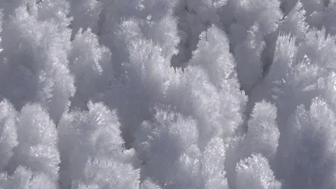 Sharp rime ice and hoar frost cover ground - White Frost and Frosted Surface Stock Footage 339818034
