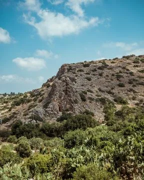 Sharp rock side of the mountain Tuf Kerem Maharal Israel Stock Photos