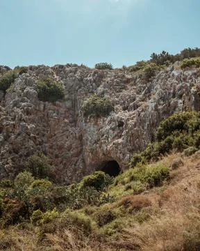 Sharp rock side of the mountain Tuf Kerem Maharal Israel 스톡 사진