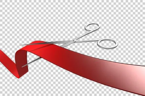 Sharp scissors cutting red ribbon Stock Illustration