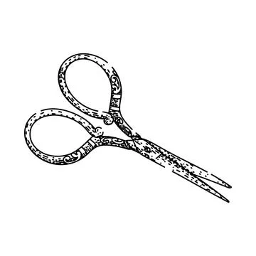 Sharp scissors sketch hand drawn vector Stock Illustration