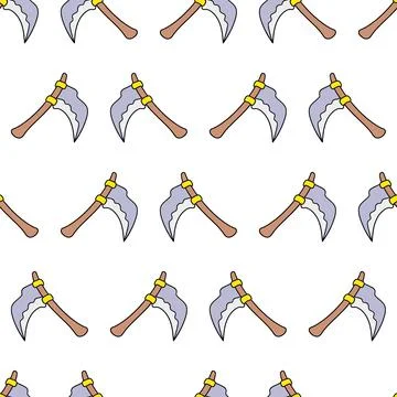 Sharp scythe seamless pattern textile print. repeat pattern background design Stock Illustration
