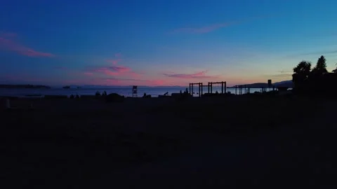 Sharp Silhouettes Of People Playing In Dusk  Stock Footage 202175319