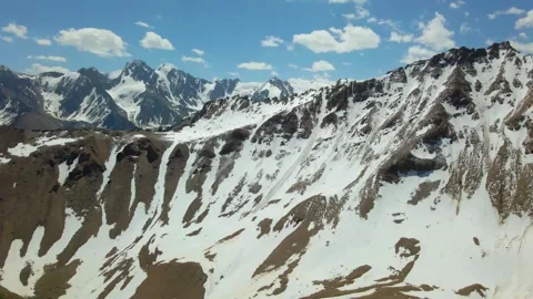 A sharp slope of a mountain range with melting snow Video stock 247858791