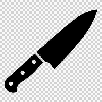 Sharp stainless steel chef knife with black handle. Stock Illustration