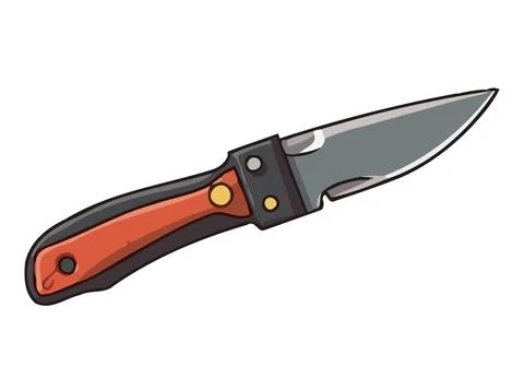 Sharp steel blade with handle, a work tool penknife Illustration