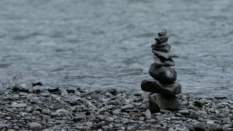 Sharp stones as carin at the River Trettach in the Allgau Stock Footage 78149575