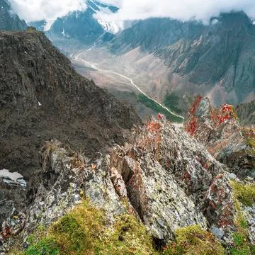 Sharp stones. Mountain landscape with pointed stones of unusual Sharp rock... Stock Photos