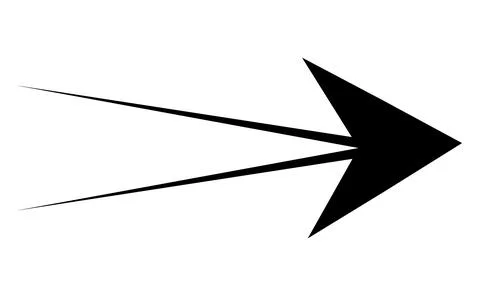 Sharp stretched arrow icon, Elongated pointer symbol, Thin wedge directional  Stock-Illustration