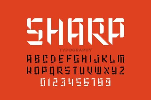 Sharp style font Stock Illustration