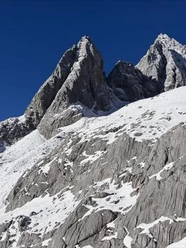 Sharp Summits Piercing Deep Blue Heaven. Stock Photos