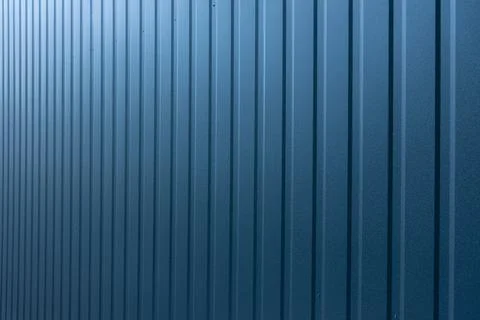 Sharp texture of blue metallic wall stripes perspective surface industrial st Stock Photos