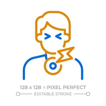 Sharp throat discomfort pixel perfect duotone line icon Stock Illustration