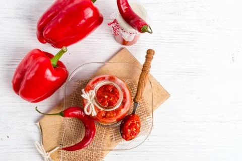 Sharp tomatoes paste Stock Photos