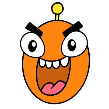 The sharp toothed creature head laughed. doodle icon drawing the sharp too... Stock Photos