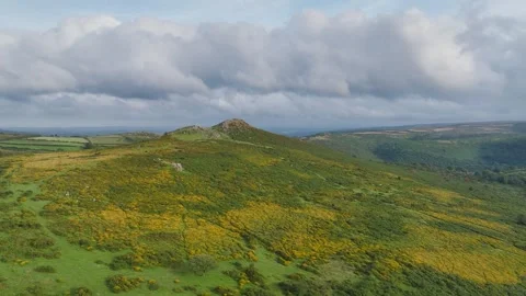 Sharp Tor from a drone, Dartmeet, East Dartmoor, Devon, England Stock Footage 283039246
