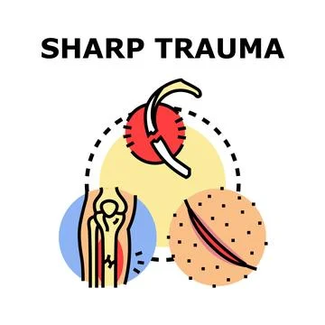 Sharp trauma concept with bone fracture and skin cut Stock Illustration