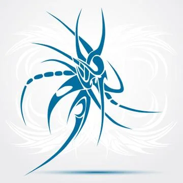 Sharp tribal tattoo. blue Stock-Illustration