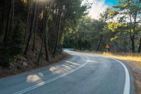 A sharp turn in the highlands. Stock Photos