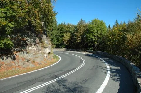 Sharp turn (so-called "death turn") on mountain road nearby Szklarska Poreba  Stock Photos