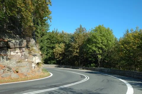 Sharp turn (so-called "death turn") on mountain road nearby Szklarska Poreba  Stock Photos