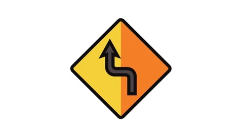 Sharp turns curves car driving obstacles color icon animation Stock Footage 326117221