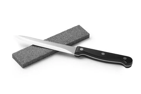 Sharp utility knife with grindstone isolated on white 写真素材