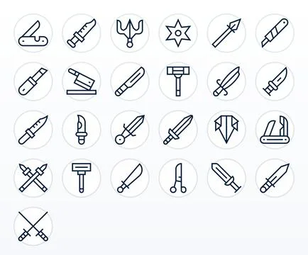 Sharp Vector Icon Arsenal with 25 64x64 Regular Line Pixel Optimized designs Stock Illustration
