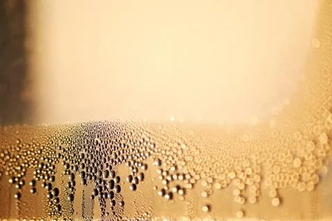 Sharp water drops on the misted window glass Stock Photos