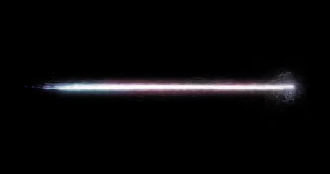 Sharp White Blue Energy Laser Beam Against Black VFX Overlay Видео 330324088