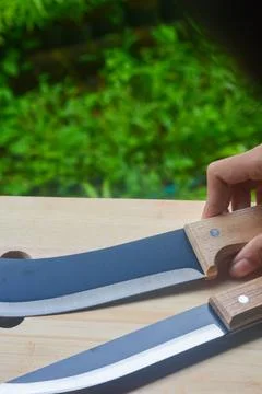 Sharp...do not touch! Chef's kitchen knife isolated on white background 写真素材